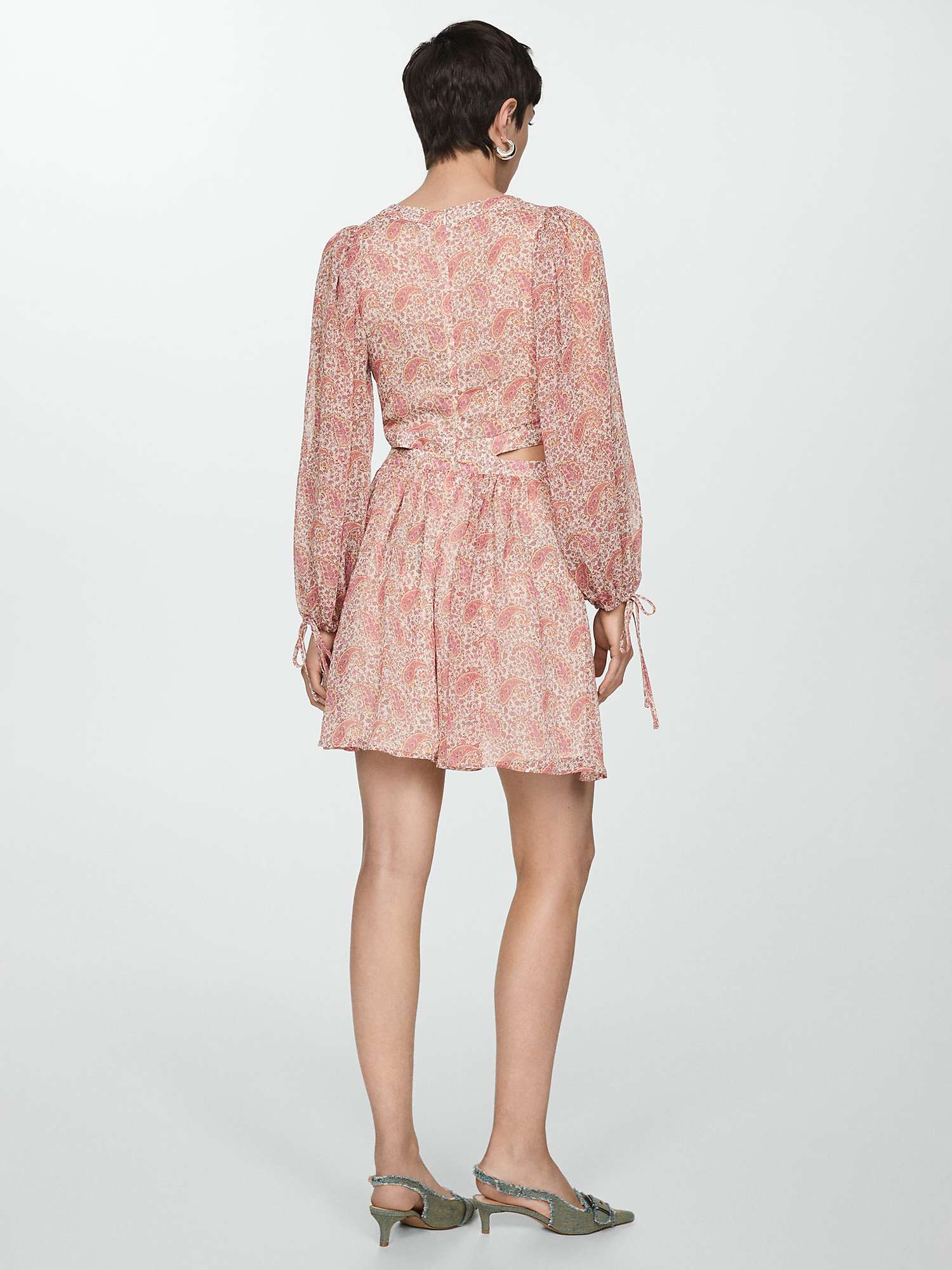 Buy Mango Simona Side Cutout Paisley Print Mini Dress, Light Pastel Pink Online at johnlewis.com