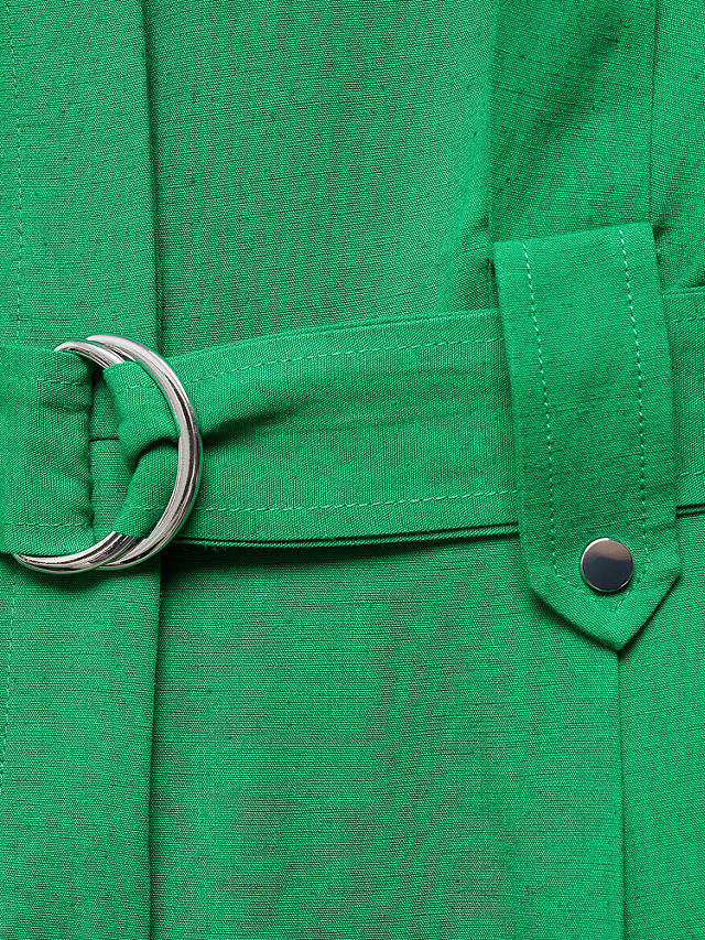 Mango Matty Linen Blend Belted Jumpsuit, Green