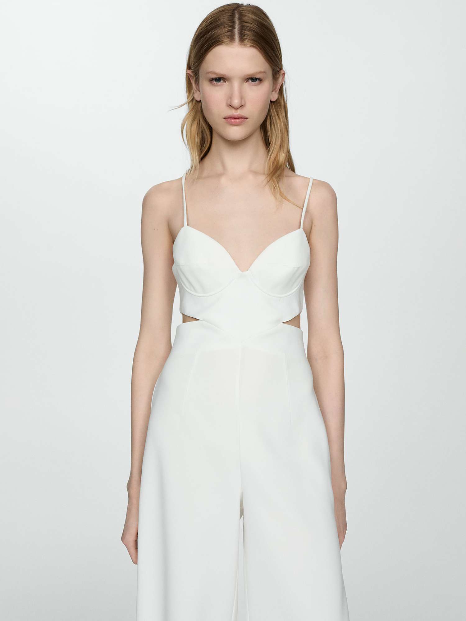 Buy Mango Tyna Side Cutout Jumpsuit, White Online at johnlewis.com