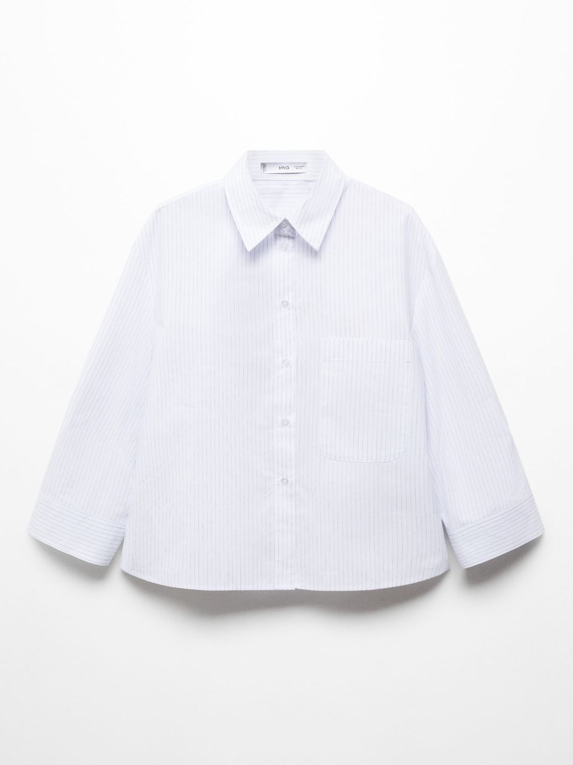 Buy Mango Rua Cotton Striped Shirt, Light Pastel Blue Online at johnlewis.com