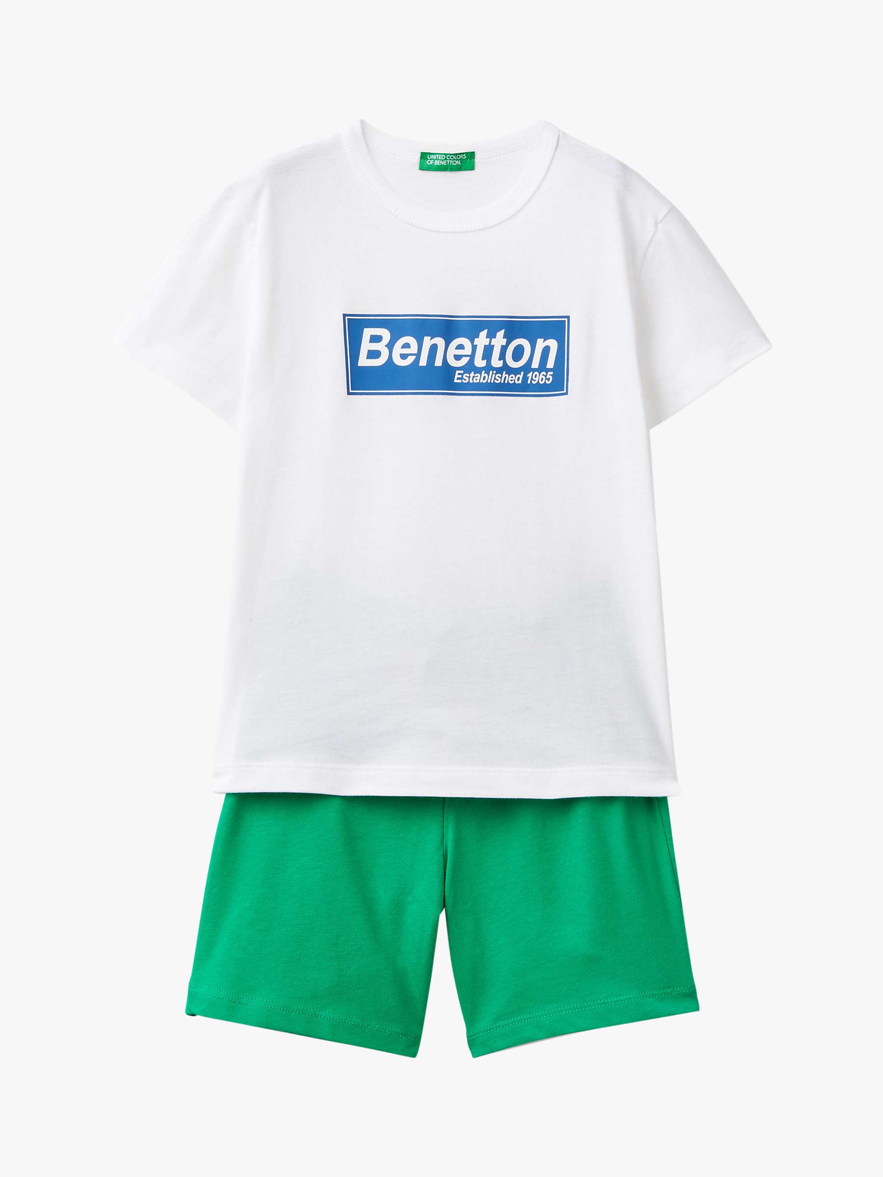 Buy Benetton Kids' T-Shirt & Shorts Set, Optical White/Green Online at johnlewis.com