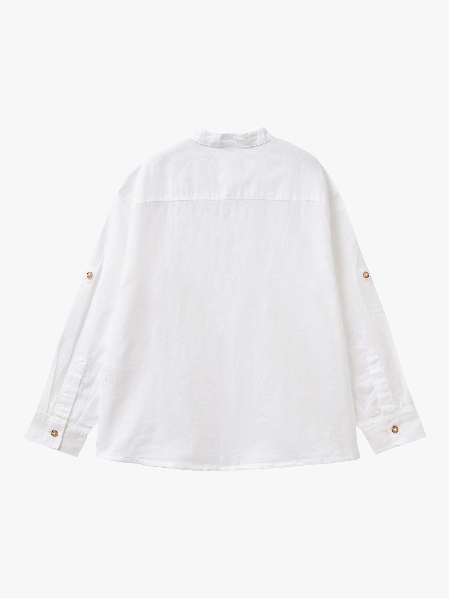 Buy Benetton Kids' Linen Blend Long Sleeve Grandad Collar Shirt Online at johnlewis.com