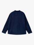 Benetton Kids' Linen Blend Long Sleeve Grandad Collar Shirt, Night Blue