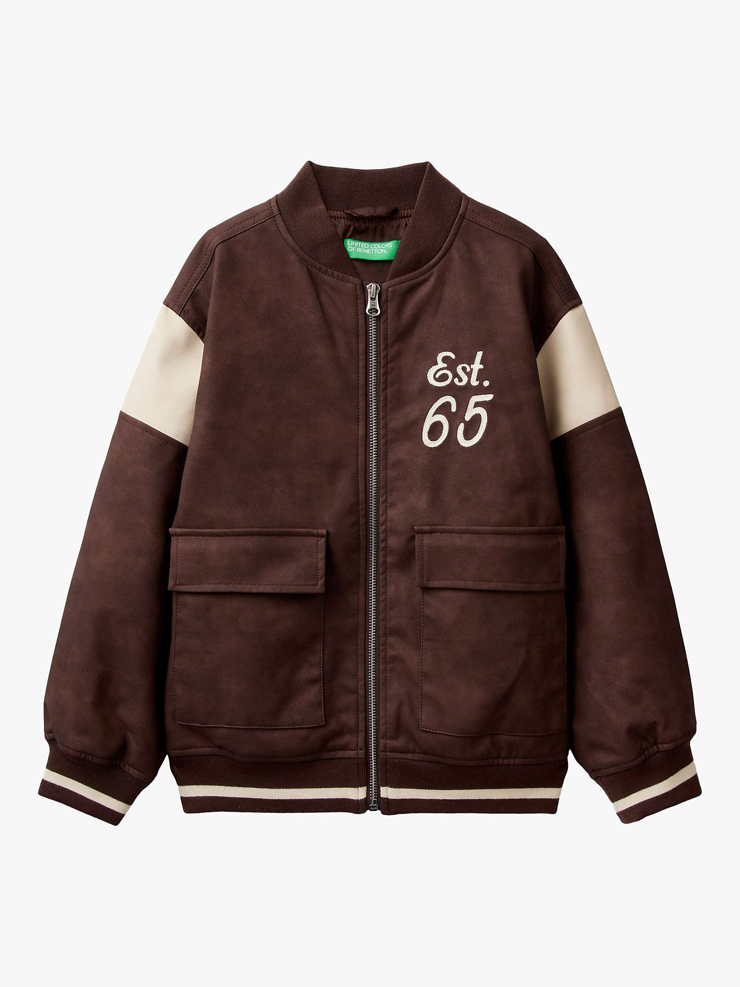 Buy Benetton Kids' Est. 65 Faux Leather Jacket, Brown Online at johnlewis.com