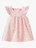 Benetton Baby Floral Print Linen Blend Dress, Pink