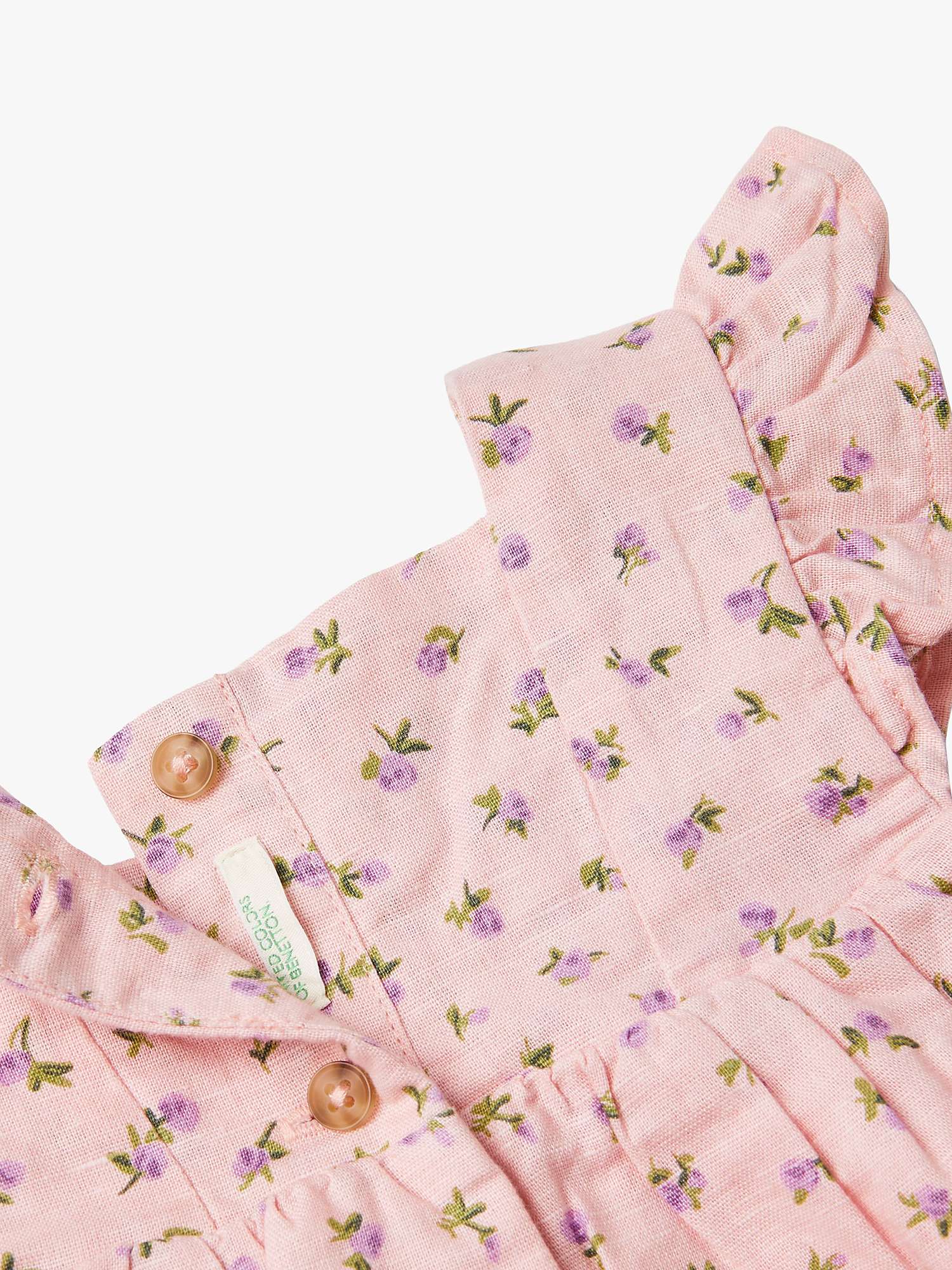 Buy Benetton Baby Floral Print Linen Blend Dress, Pink Online at johnlewis.com
