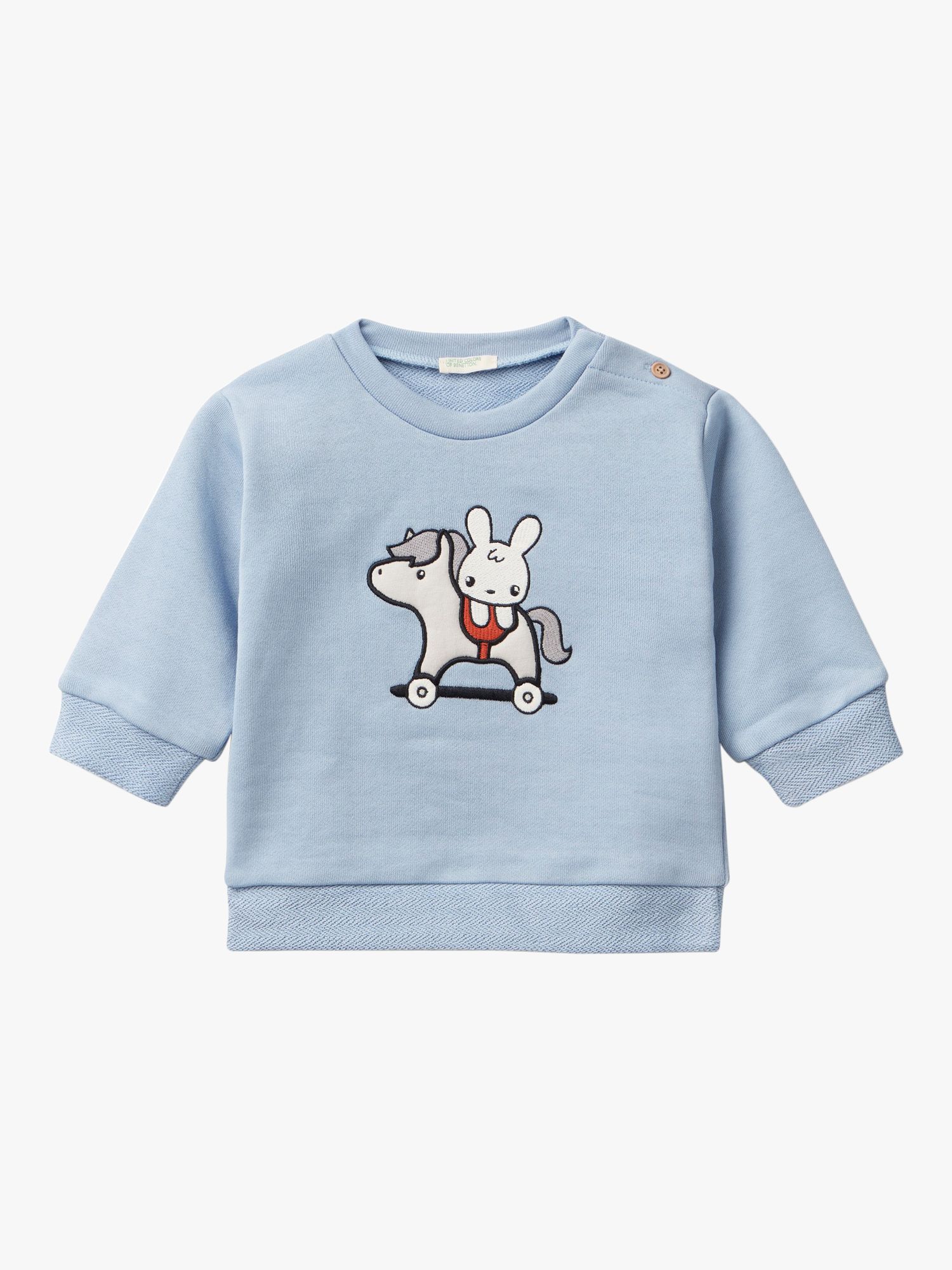 Benetton Baby Bunny Applique Sweatshirt, Light Blue Powder, 0-3 months