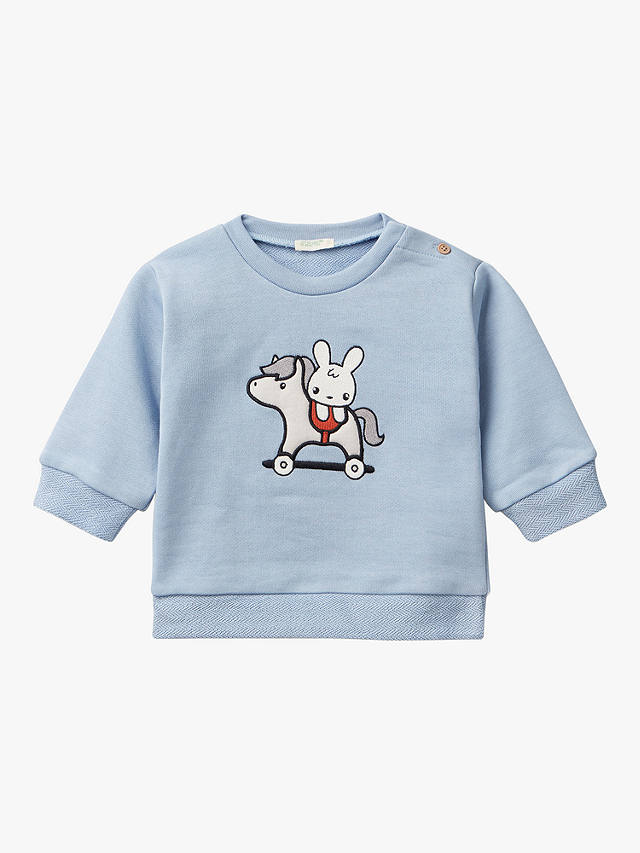 Benetton Baby Bunny Applique Sweatshirt, Light Blue Powder