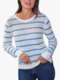 Pure Collection Organic Cotton Stripe Jumper, White/Blue