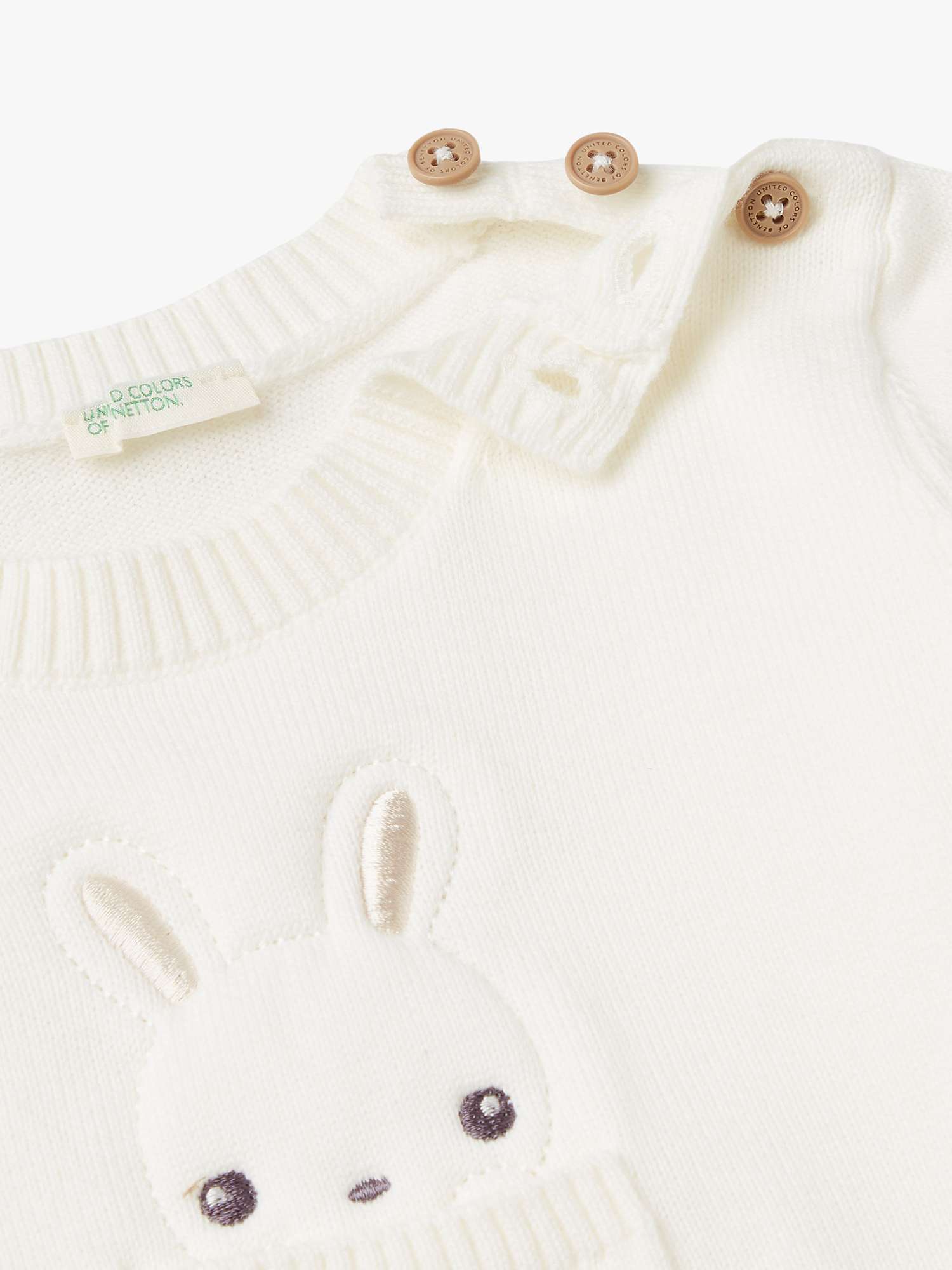 Buy Benetton Baby Cotton Bunny Pocket Detail Jumper, Off White Online at johnlewis.com