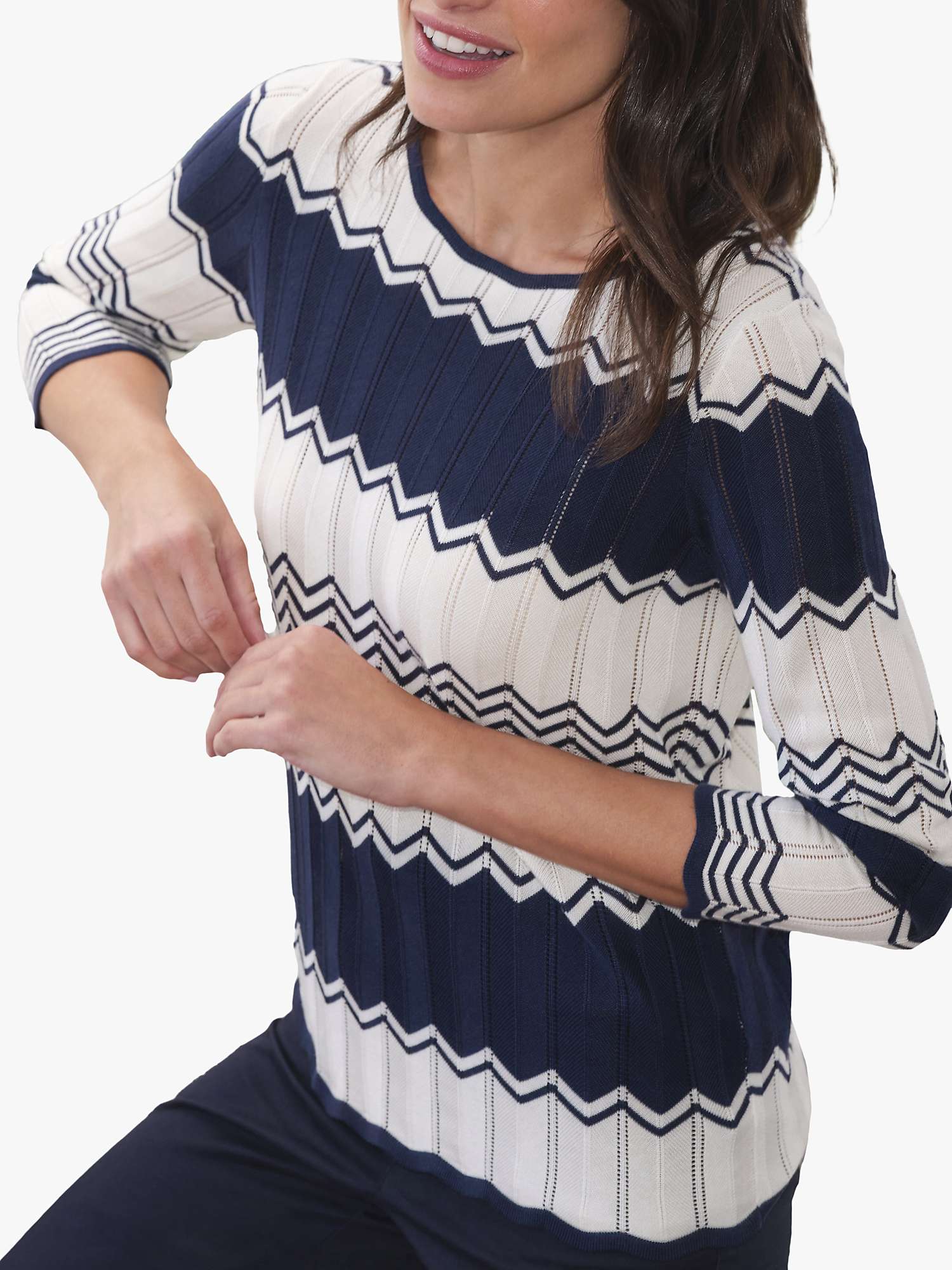 Buy Pure Collection Zig Zag Knit Jumper, Navy/Ivory Online at johnlewis.com