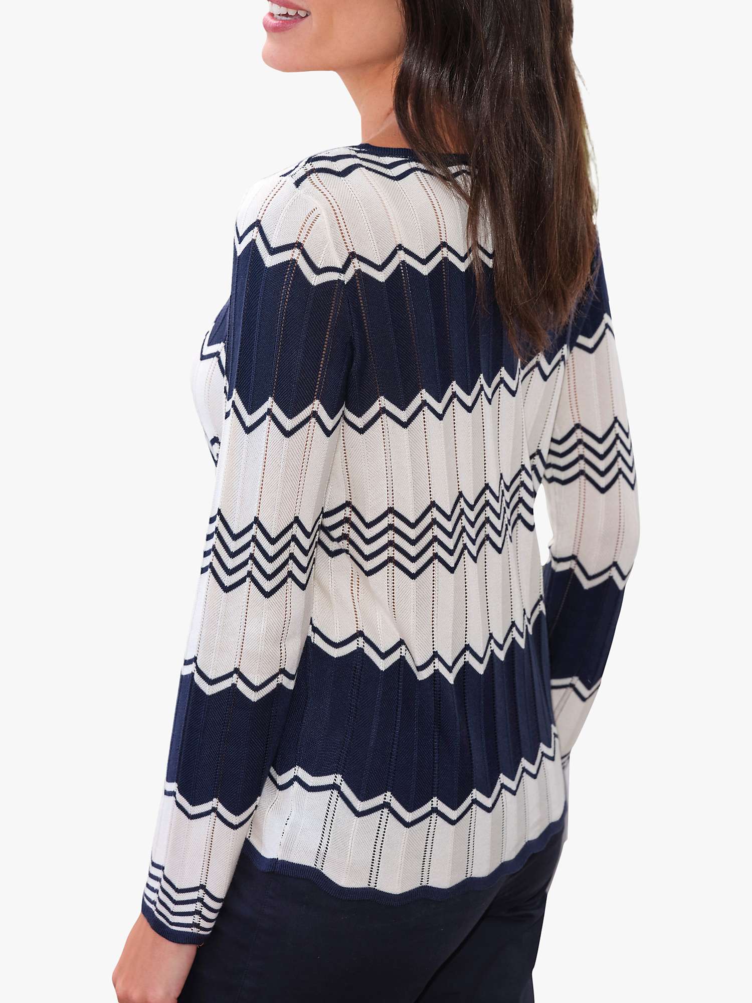 Buy Pure Collection Zig Zag Knit Jumper, Navy/Ivory Online at johnlewis.com