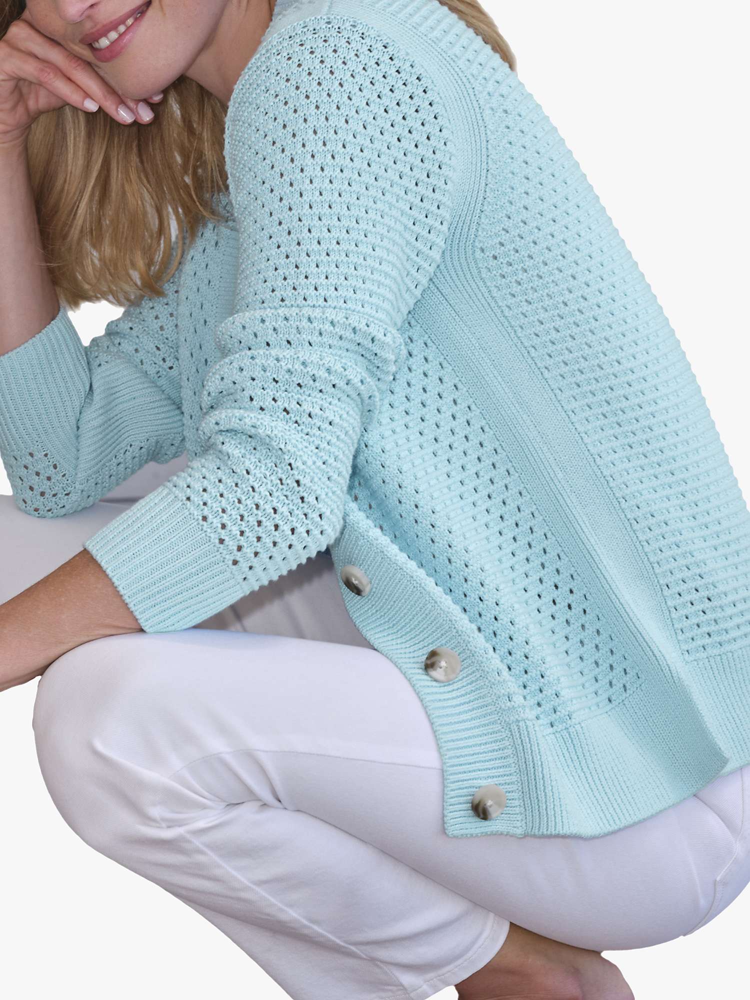 Buy Pure Collection Organic Cotton Cardigan, Spring Blue Online at johnlewis.com