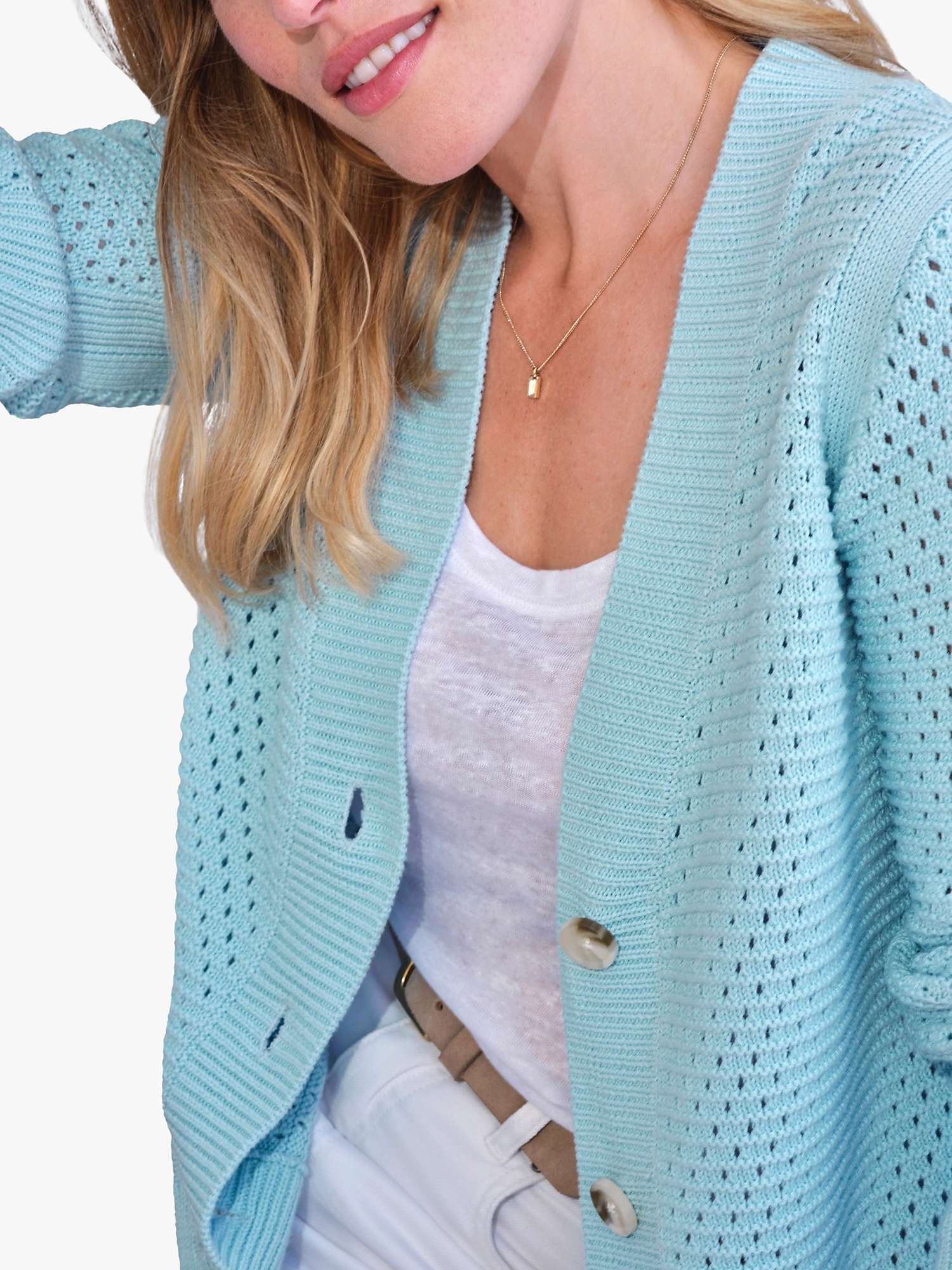 Buy Pure Collection Organic Cotton Cardigan, Spring Blue Online at johnlewis.com