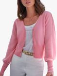 Pure Collection Cropped V-Neck Gassato Cashmere Cardigan, Sherbet Pink