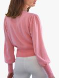 Pure Collection Cropped V-Neck Gassato Cashmere Cardigan, Sherbet Pink