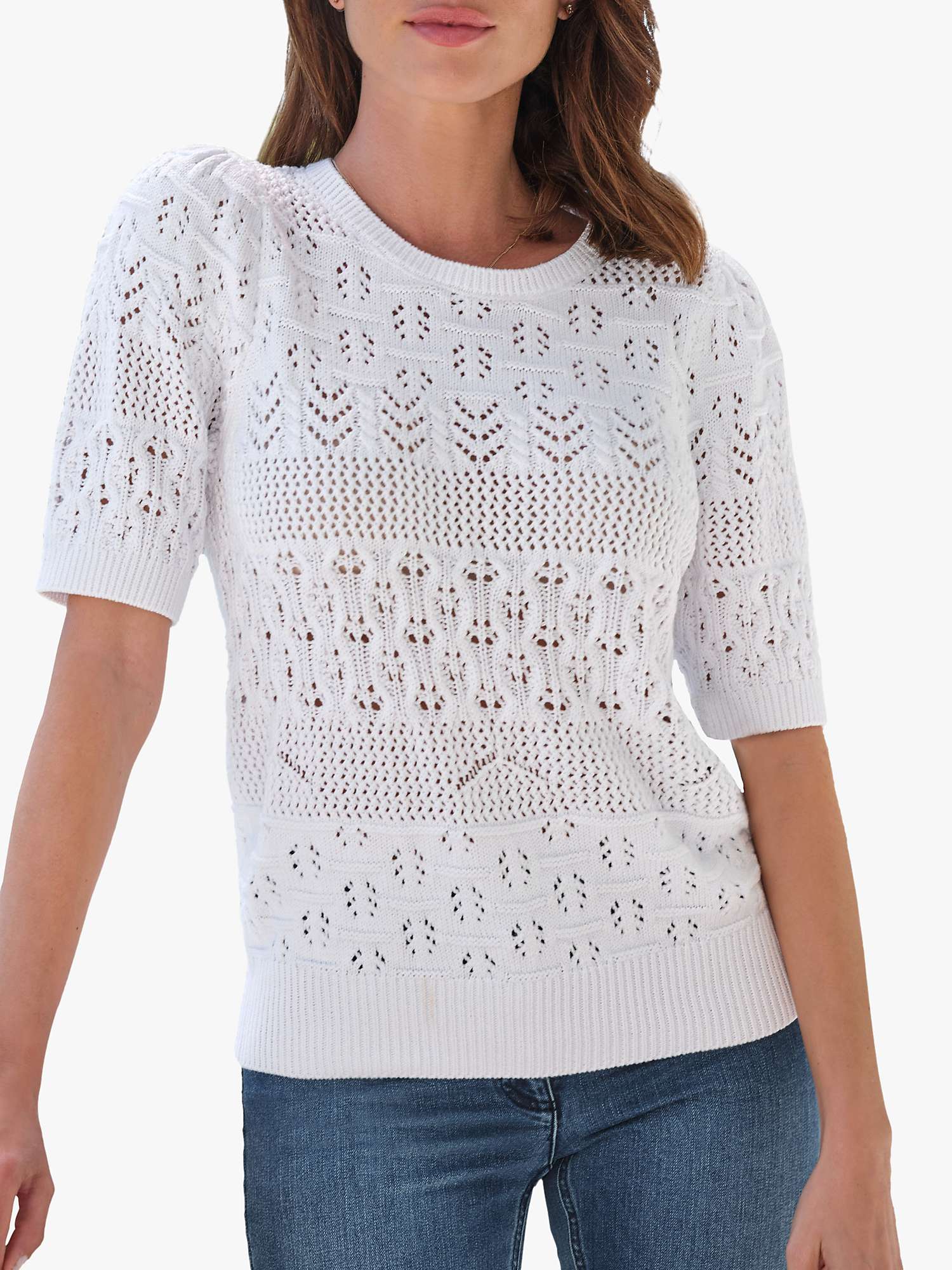 Buy Pure Collection Crochet Cotton Top, White Online at johnlewis.com
