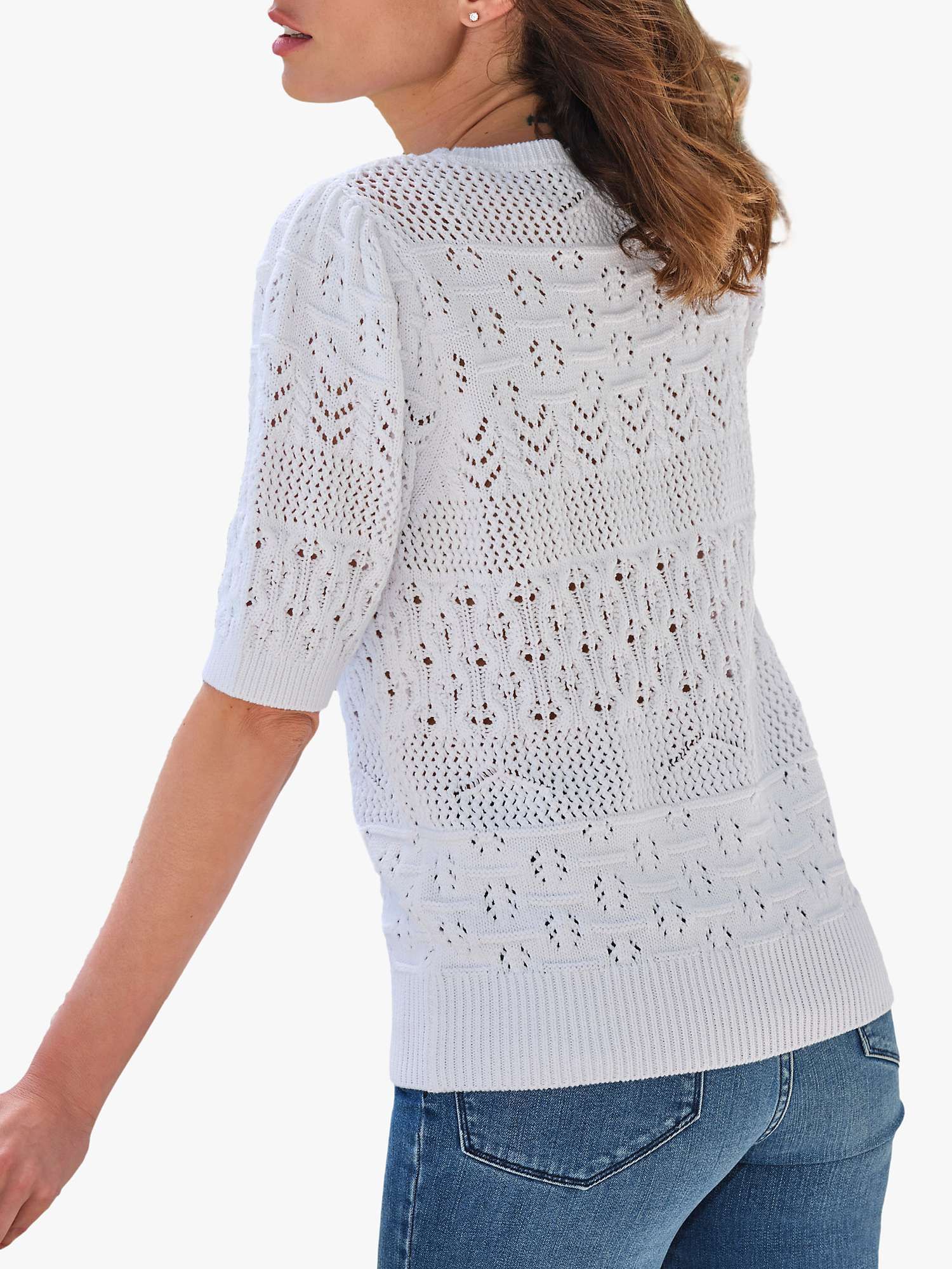 Buy Pure Collection Crochet Cotton Top, White Online at johnlewis.com