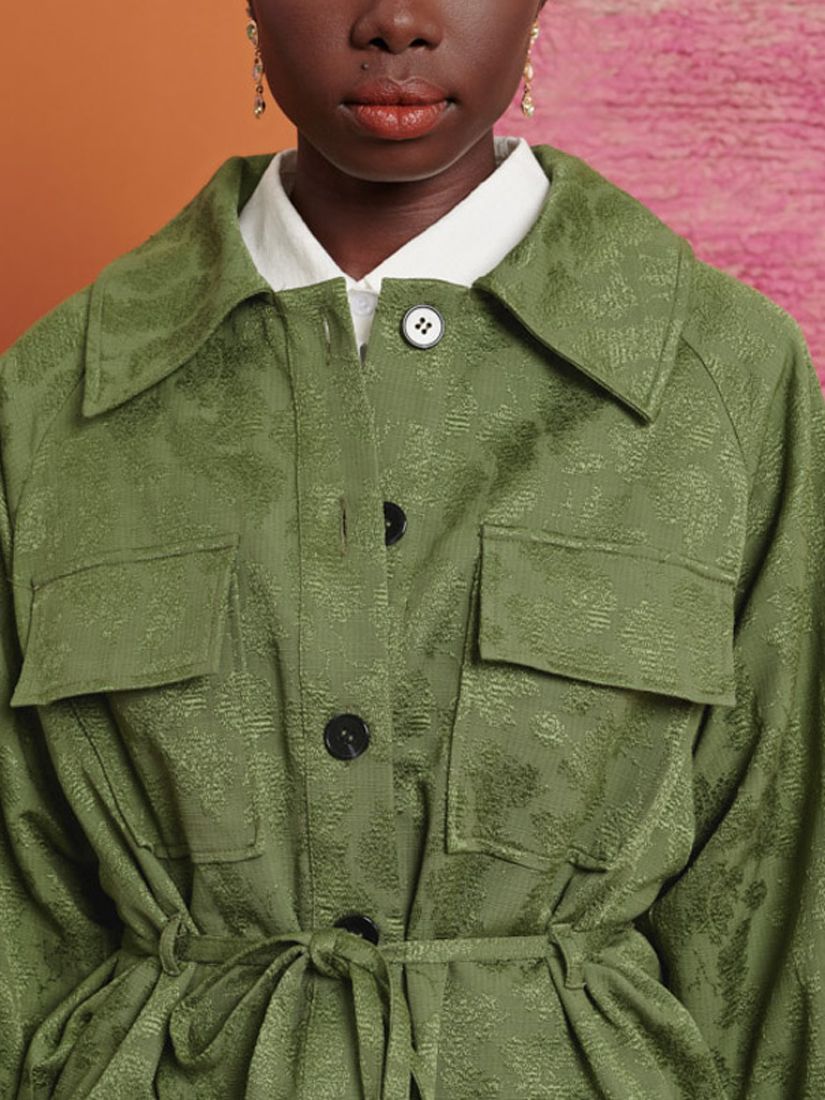 GHOSPELL Lina Jacquard Boxy Jacket, Green, 6