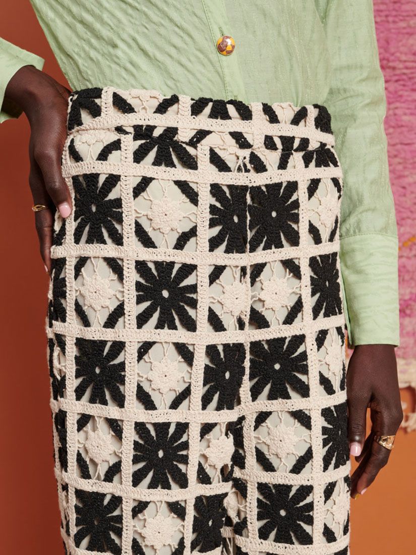 Buy GHOSPELL Carla Crochet Trousers, Black/White Online at johnlewis.com