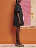 GHOSPELL Alda Contrast Tie Mini Dress, Black