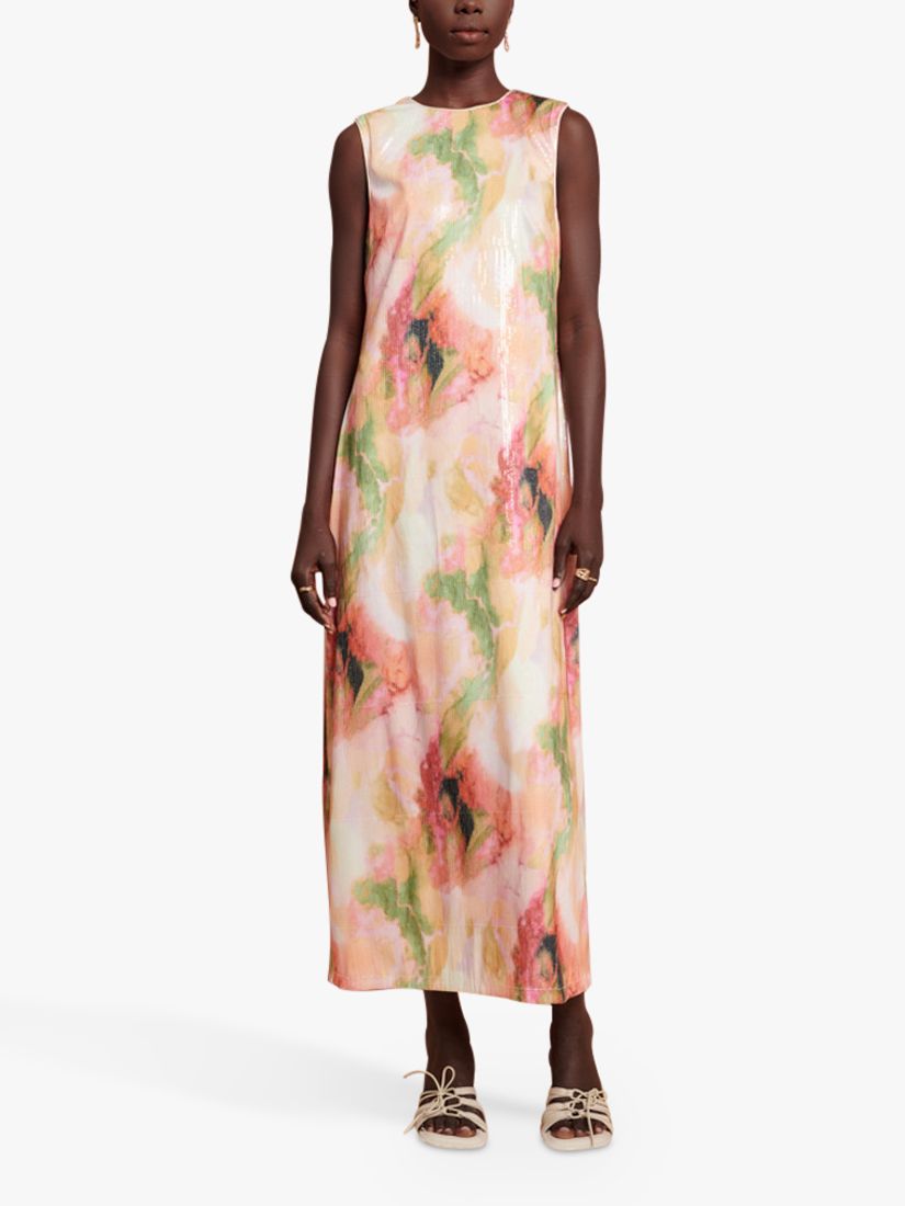 GHOSPELL Salma Abstract Print Sequin Maxi Dress, Multi, 6