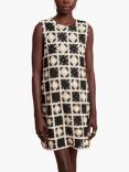 GHOSPELL Carla Crochet Mini Dress, Black/White