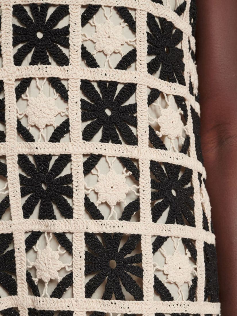 GHOSPELL Carla Crochet Mini Dress, Black/White, 6