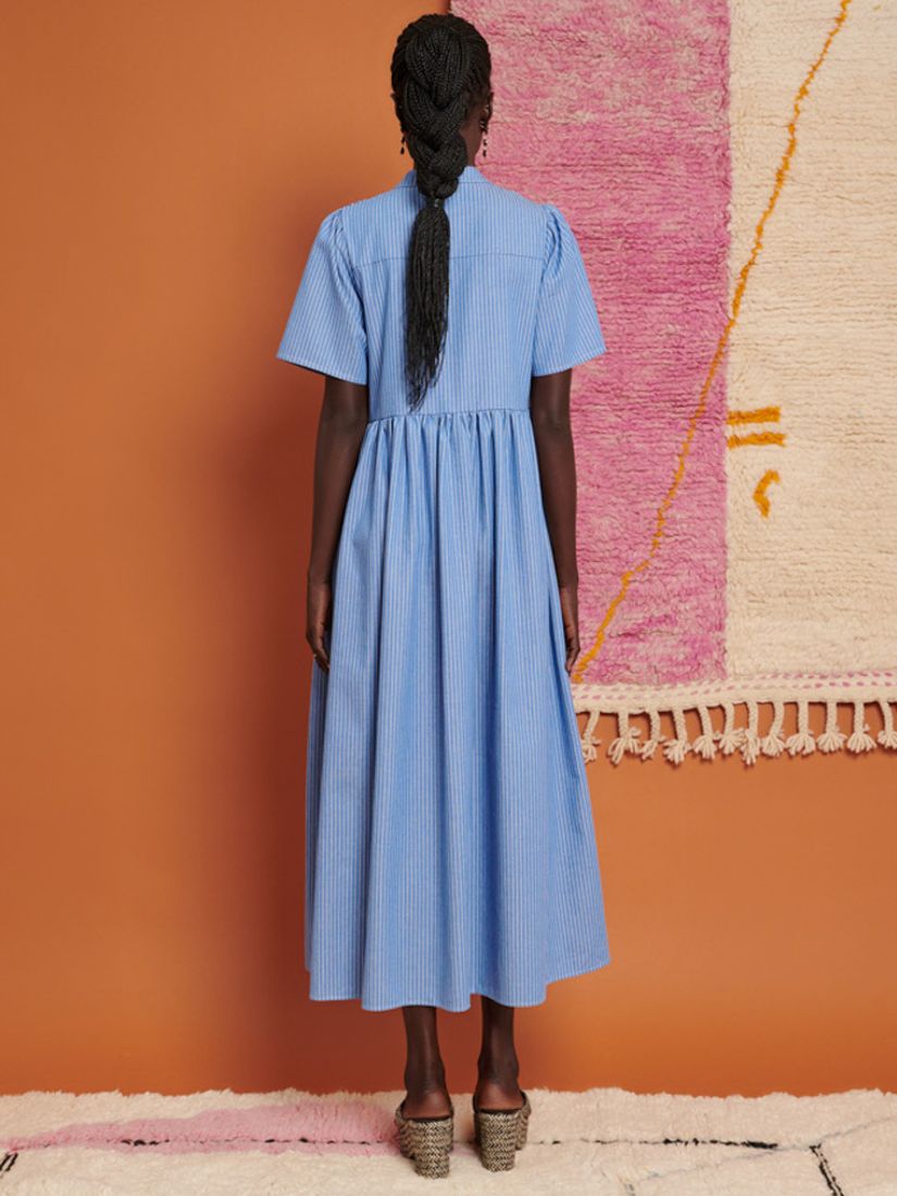 Buy GHOSPELL Ace Stripe Contrast Tie Midi Dress, Blue Online at johnlewis.com