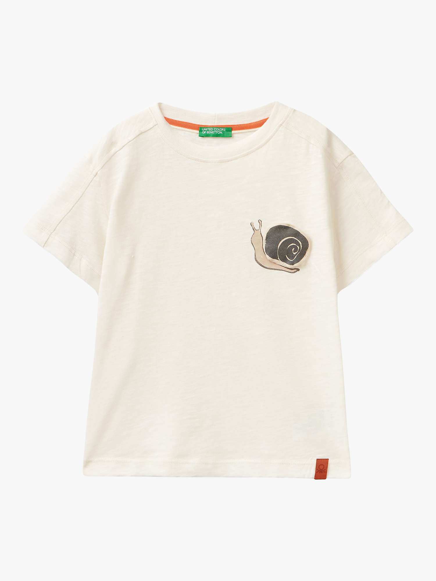 Buy Benetton Kids' Snail Patch Oversized Boxy T-Shirt, Cream Online at johnlewis.com