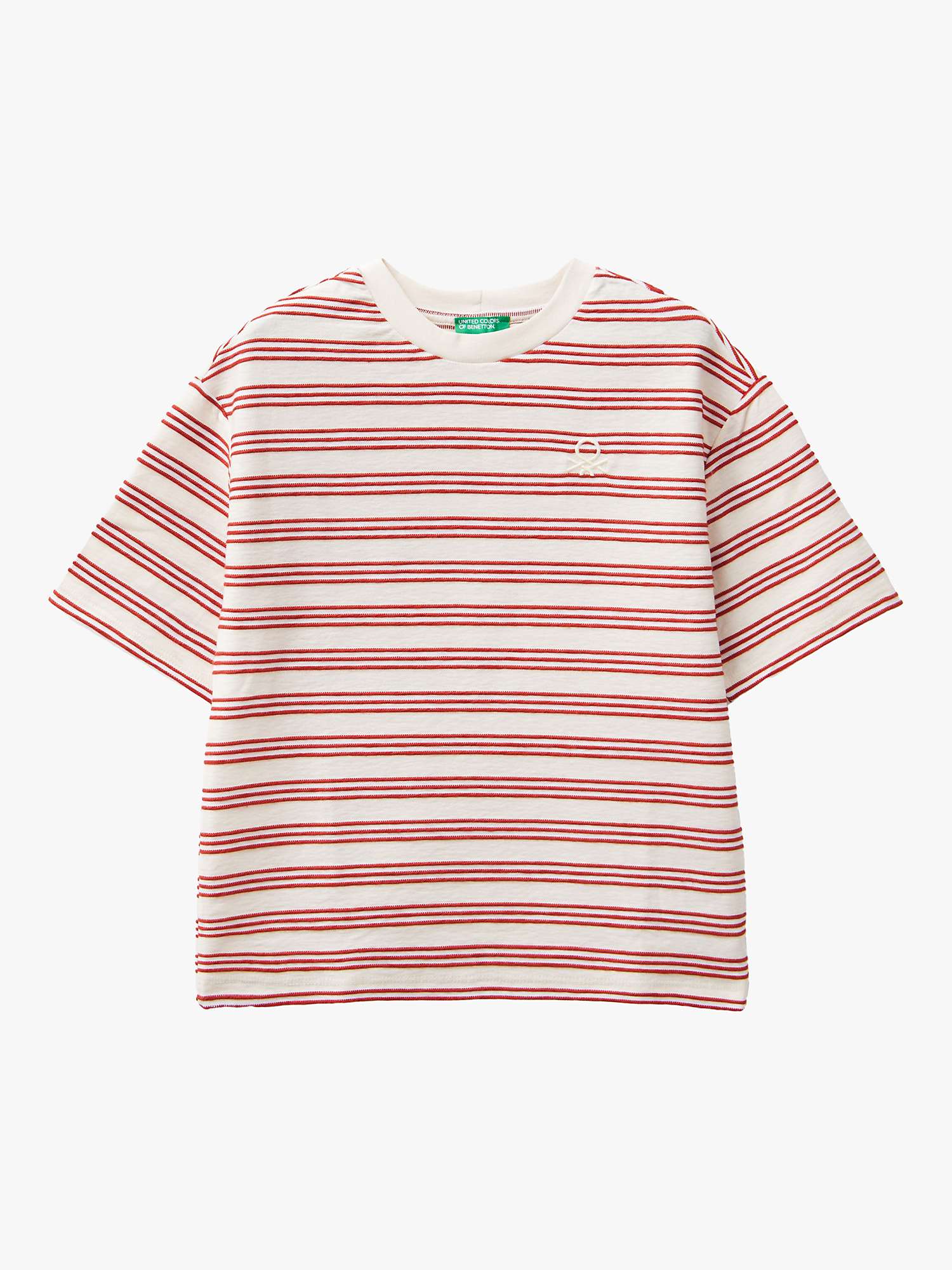 Buy Benetton Kids' Triple Stripe T-Shirt, White Cream Online at johnlewis.com