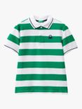 Benetton Kids' Stripe Short Sleeve Polo Shirt, Green/Multi