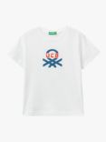 Benetton Kids' 3D Headphones Print T-Shirt, Optical White