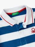 Benetton Kids' Stripe Short Sleeve Polo Shirt, Blue/Multi