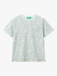 Benetton Kids' Abstact Stripe Pocket Detail Short Sleeve T-Shirt, Sky Blue/Multi