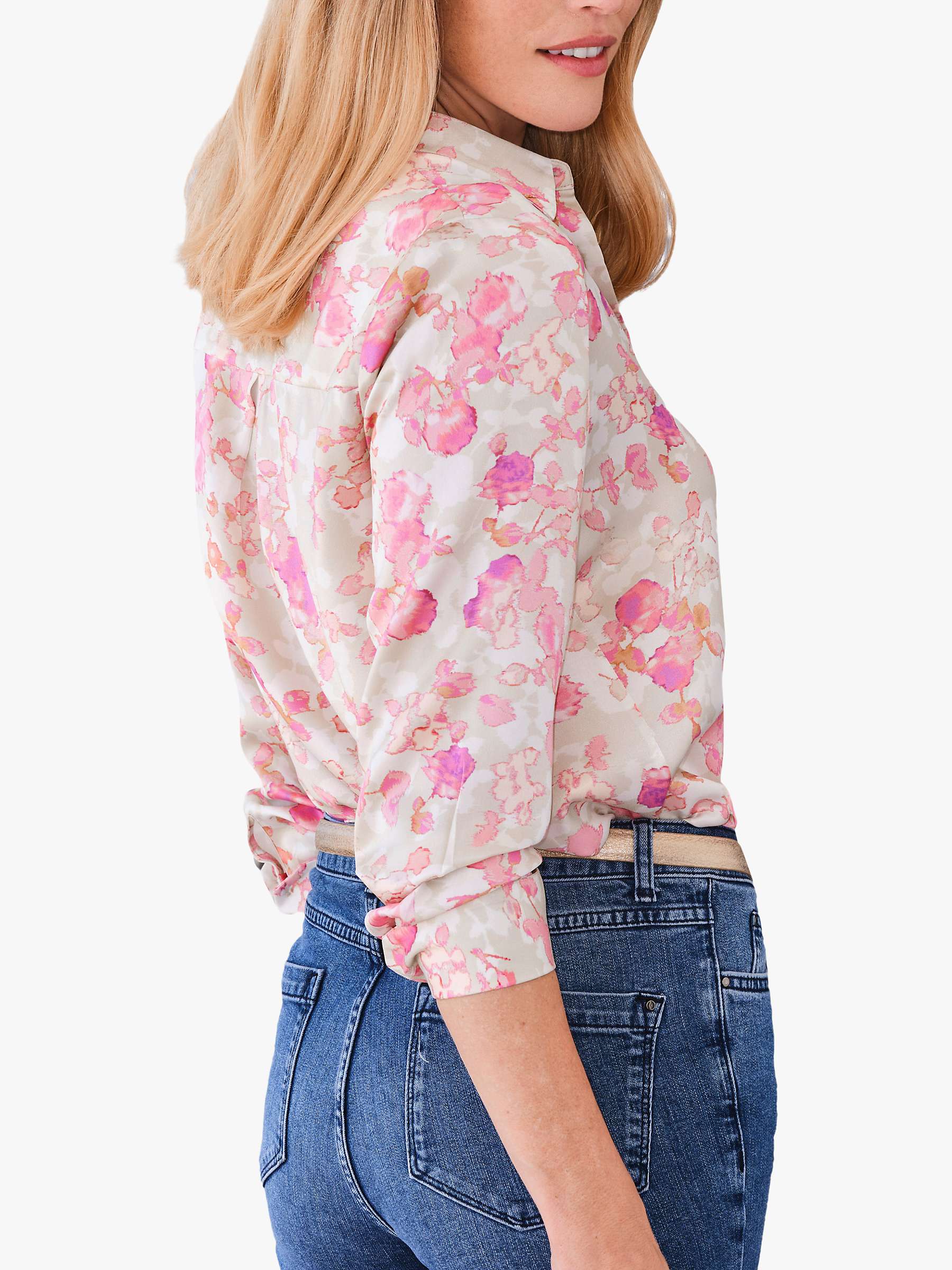 Buy Pure Collection Sand Washed Silk Blouse, Pink/Multi Online at johnlewis.com