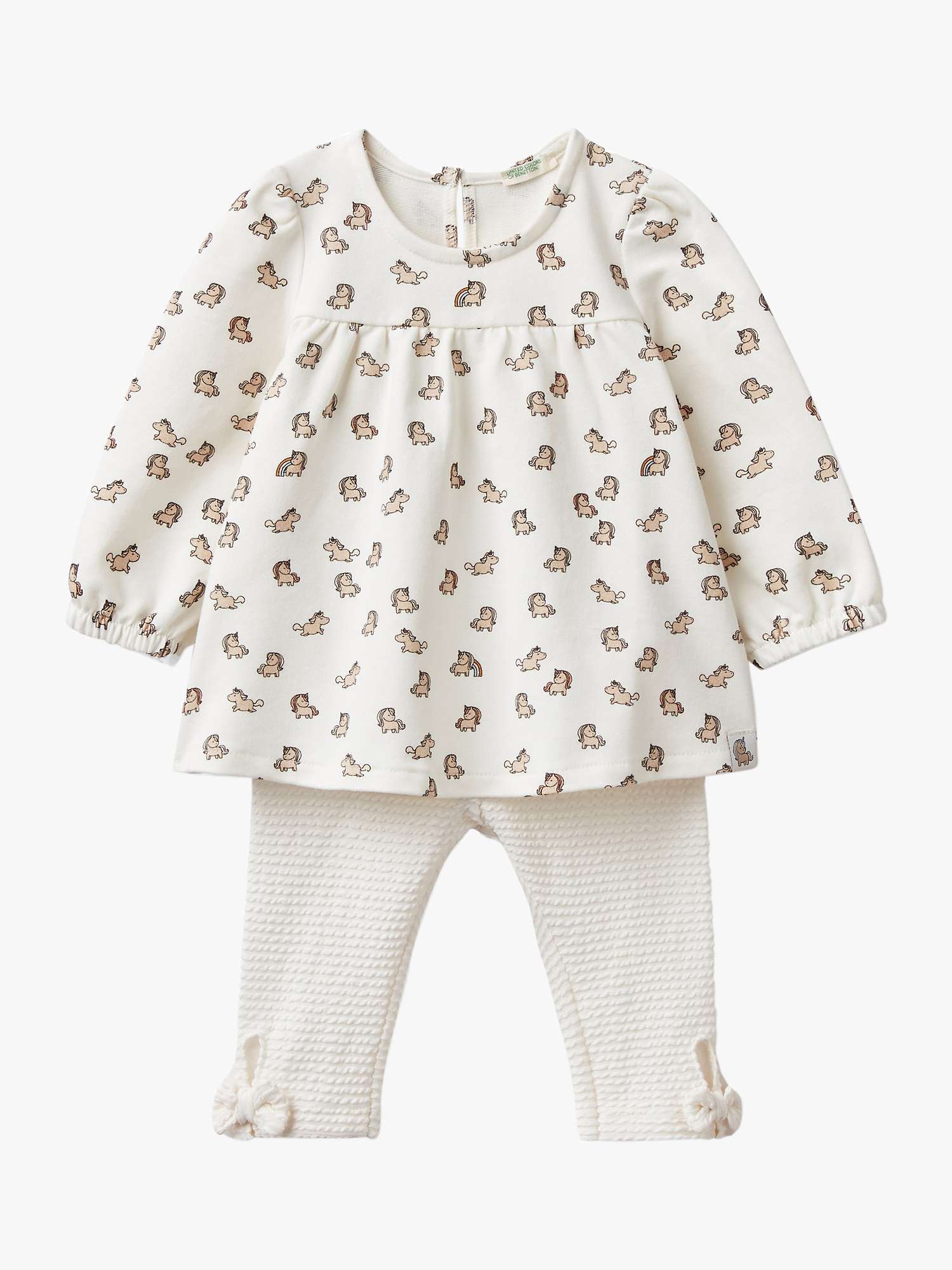 Buy Benetton Baby Unicorn Print Sweatshirt & Textured Leggings Set, Cream/Multi Online at johnlewis.com