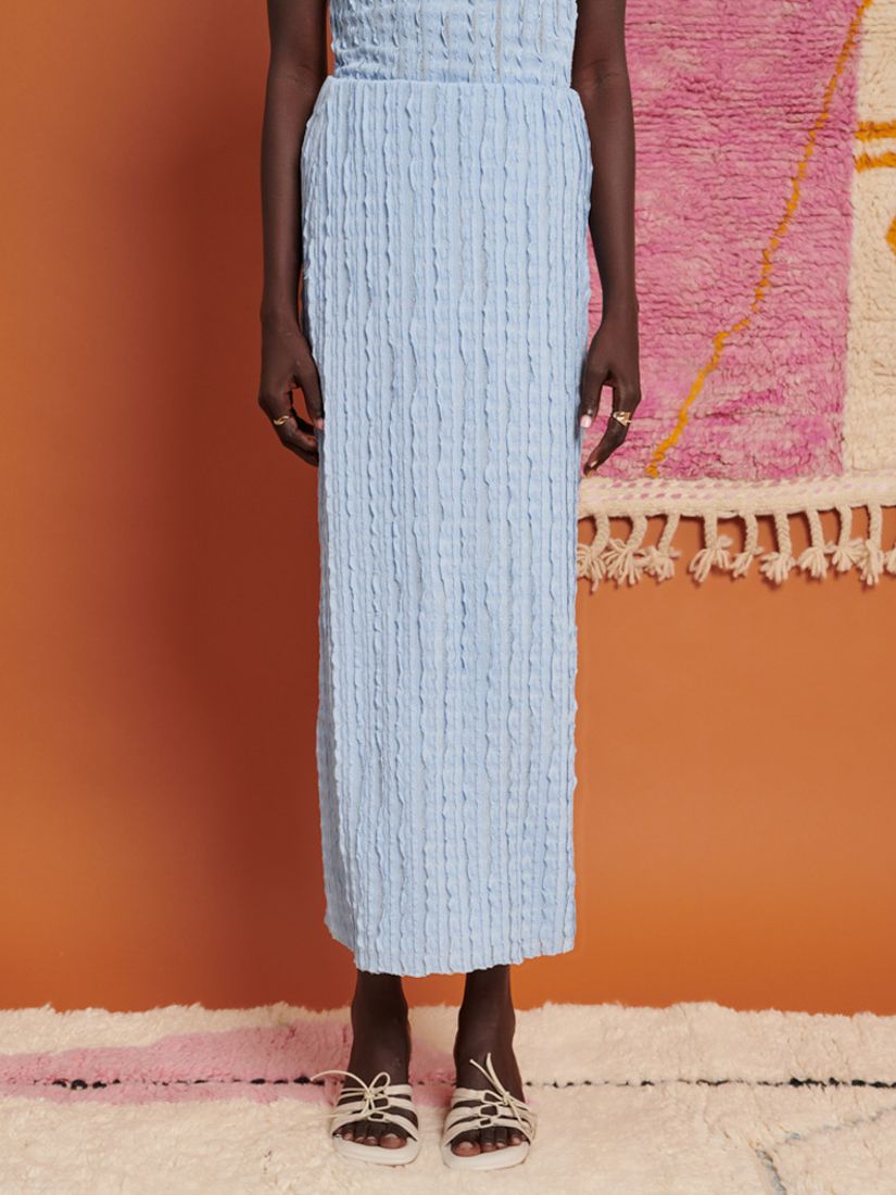 Buy GHOSPELL Jamila Textured Stretch Midi Skirt, Blue Online at johnlewis.com
