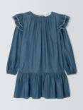 John Lewis Kids' Denim Frill Dress, Denim Blue