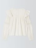 John Lewis Kids' Dobby Ruffle Top, Gardenia