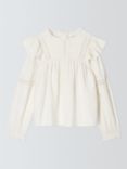 John Lewis Kids' Dobby Ruffle Top, Gardenia