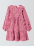 John Lewis Kids' Yoke Floral Tiered Dress, Berry Rose