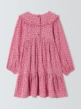 John Lewis Kids' Yoke Floral Tiered Dress, Berry Rose