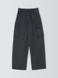 John Lewis Kids' Wide Leg Cargo Trousers, Blue Slate