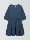 John Lewis Kids' Tiered Jacquard Dress, Blue Slate