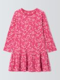 John Lewis Kids' Long Sleeve Floral Cotton Jersey Dress, Pink