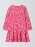 John Lewis Kids' Long Sleeve Floral Cotton Jersey Dress, Pink