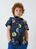 John Lewis Kids' Space Short Sleeve Shirt, Navy/Multi