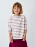 John Lewis Kids' Long Sleeve Breton Top, Gardenia/Pink