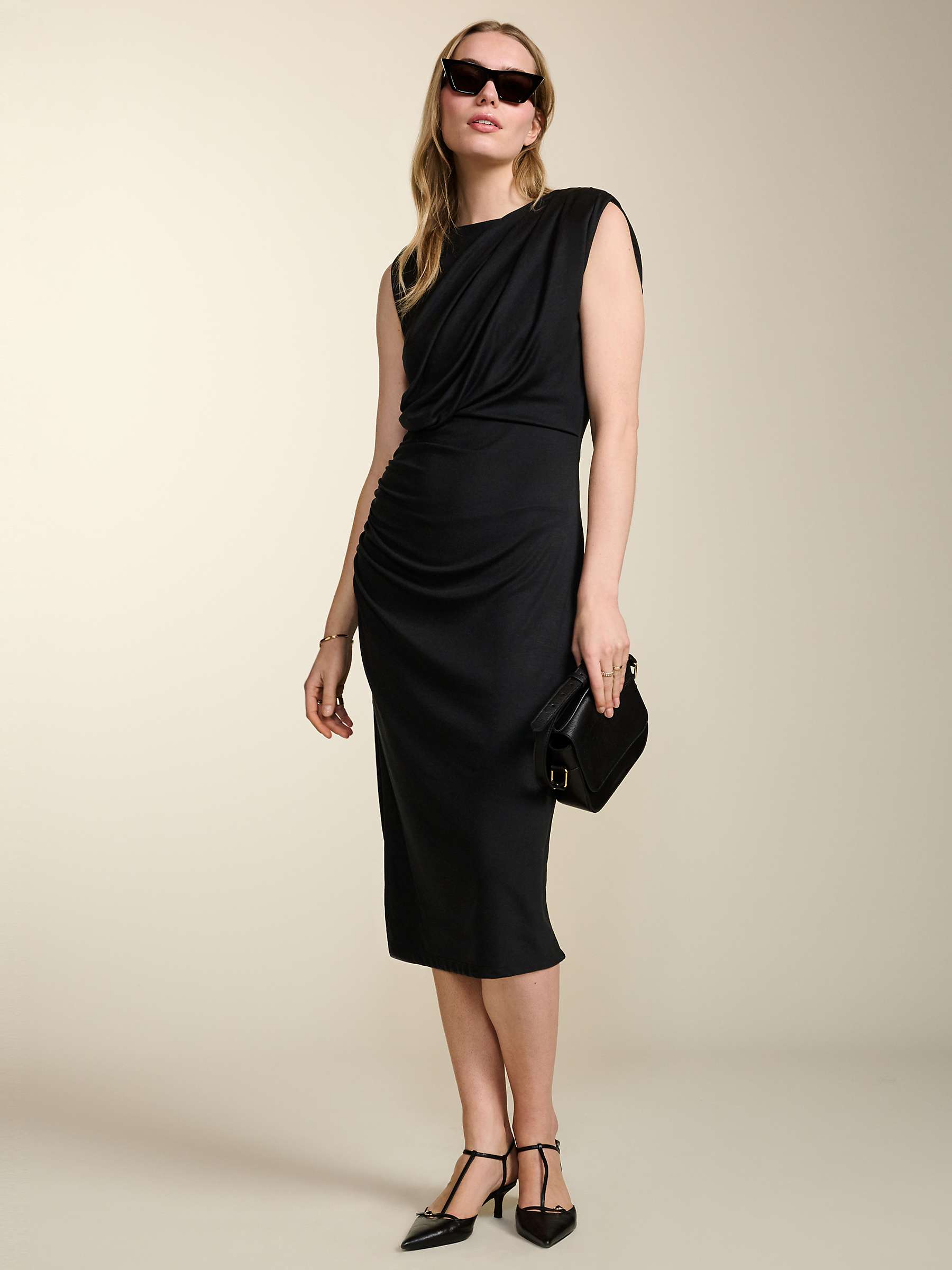 Buy Baukjen Michaela Midi Shift Dress, Caviar Black Online at johnlewis.com